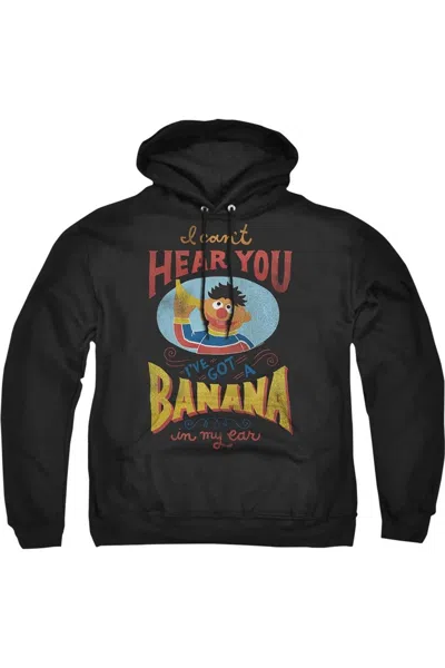 Gildan Sesame Street Ernie Banana In My Ear Adult Pull Over Hoodie In Black