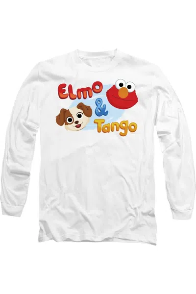 Gildan Sesame Street Furry Friends Forever Elmo & Tango Long Sleeve Adult Tee / T-shirt In White