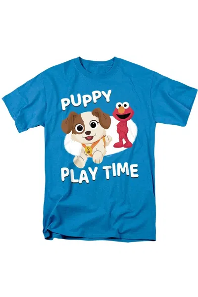 Gildan Sesame Street Furry Friends Forever Puppy Play Time Short Sleeve Adult Tee / T-shirt In Blue