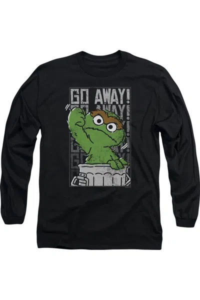 Gildan Sesame Street Go Away Long Sleeve Adult Tee / T-shirt In Black