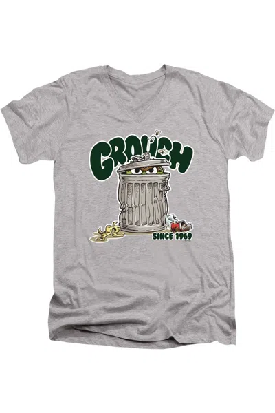 Gildan Sesame Street Grouch Short Sleeve Adult V Neck Premium Cotton Tee / T-shirt In Multi