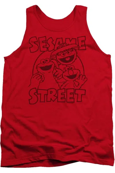 Gildan Sesame Street Group Crunch Adult Tank In Red