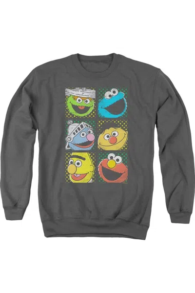 Gildan Sesame Street Group Squares Adult Crewneck Sweatshirt In Pink