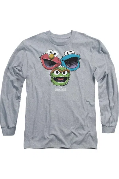 Gildan Sesame Street Halftone Heads Long Sleeve Adult Tee / T-shirt In Multi