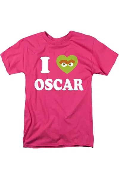 Gildan Sesame Street I Heart Oscar Short Sleeve Adult Tee / T-shirt In Pink