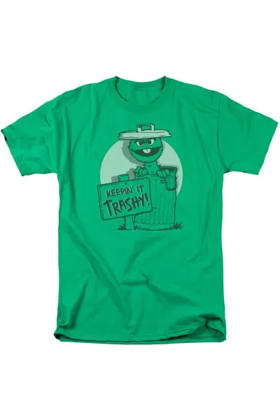 Gildan Sesame Street Keepin It Trashy Short Sleeve Adult Tee / T-shirt In Green
