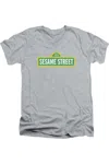 Gildan Sesame Street Logo Short Sleeve Adult V Neck Premium Cotton Tee / T-shirt In Multi