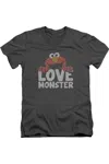 Gildan Sesame Street Love Monster Short Sleeve Adult V Neck Premium Cotton Tee / T-shirt In Pink