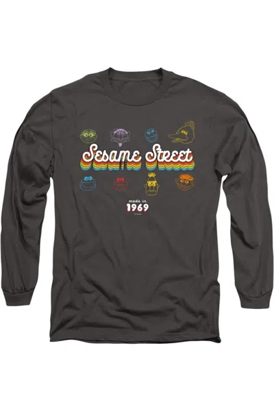 Gildan Sesame Street Made In 1969 Long Sleeve Adult Tee / T-shirt In Pink