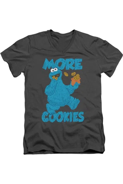 Gildan Sesame Street More Cookies Short Sleeve Adult V Neck Premium Cotton Tee / T-shirt In Pink