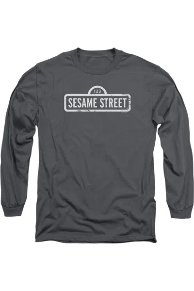 Gildan Sesame Street One Color Logo Long Sleeve Adult Tee / T-shirt In Pink