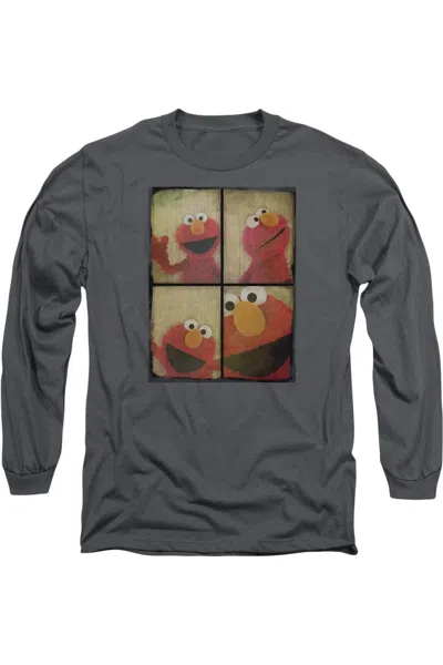 Gildan Sesame Street Photo Booth Elmo Long Sleeve Adult Tee / T-shirt In Pink