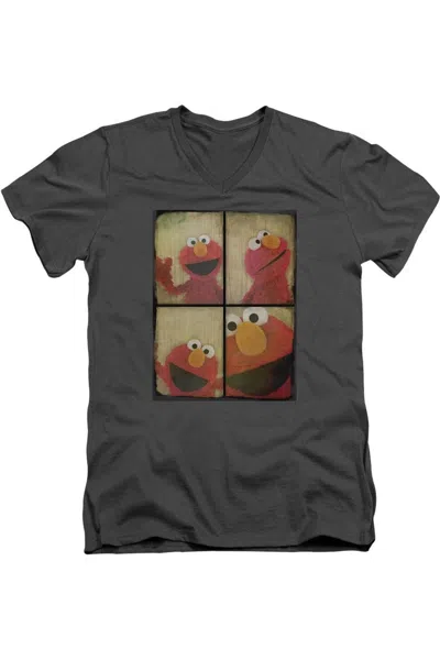 Gildan Sesame Street Photo Booth Elmo Short Sleeve Adult V Neck Premium Cotton Tee / T-shirt In Black