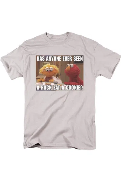Gildan Sesame Street Rock Eat A Cookie Short Sleeve Adult Tee / T-shirt In Silver