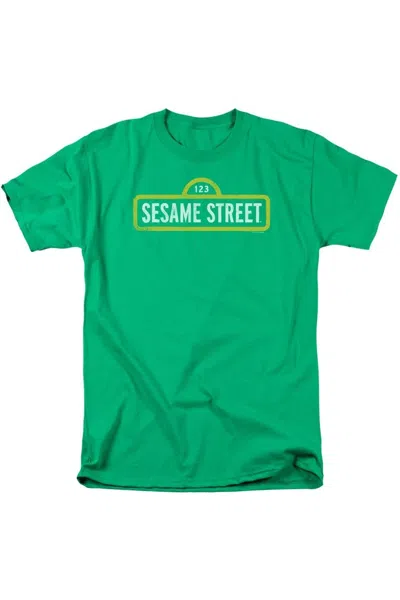 Gildan Sesame Street Rough Logo Short Sleeve Adult Tee / T-shirt In Green