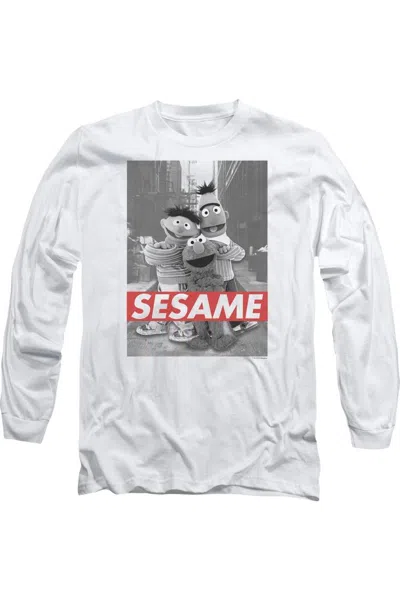 Gildan Sesame Street Sesame Long Sleeve Adult Tee / T-shirt In White