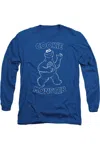 Gildan Sesame Street Simple Cookie Long Sleeve Adult Tee / T-shirt In Blue