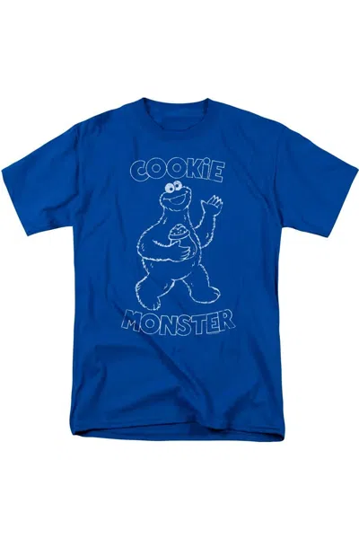 Gildan Sesame Street Simple Cookie Short Sleeve Adult Tee / T-shirt In Blue