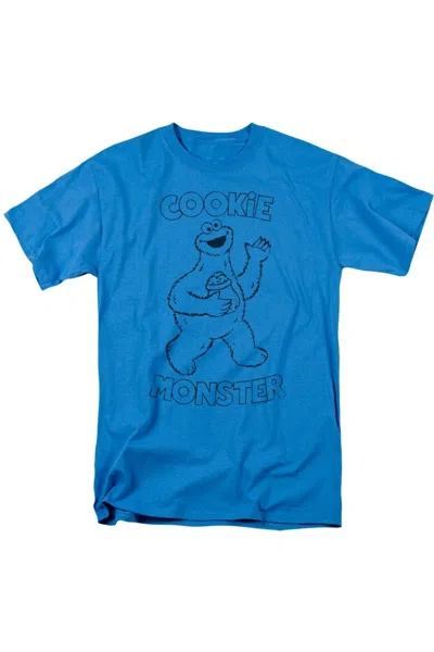 Gildan Sesame Street Simple Cookie Short Sleeve Adult Tee / T-shirt In Blue