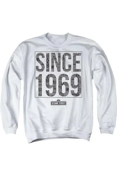 Gildan Sesame Street Since 1969 Pattern Adult Crewneck Sweatshirt In White