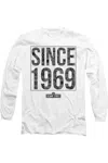 Gildan Sesame Street Since 1969 Pattern Long Sleeve Adult Tee / T-shirt In White