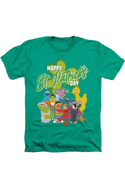 Gildan Sesame Street St. Patrick´s Day Big Bird Elmo Cookie Monster Adult Heather T-shirt In Green