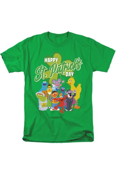 Gildan Sesame Street St. Patrick´s Day Big Bird Elmo Cookie Monster Short Sleeve Adult Tee / T-shirt In Green