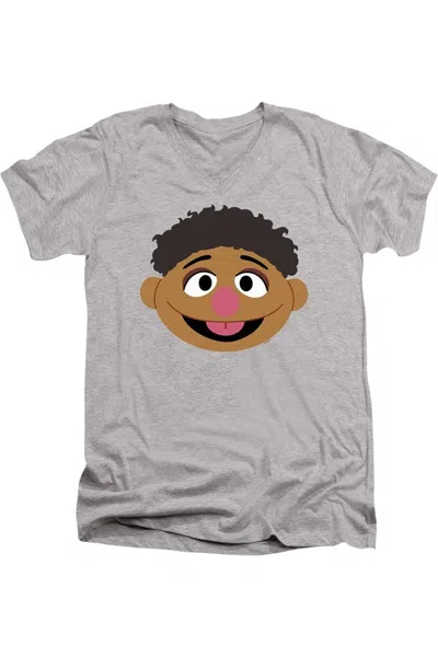 Gildan Sesame Street Tamir Face Short Sleeve Adult V Neck Premium Cotton Tee / T-shirt In Multi