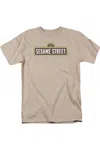 Gildan Sesame Street Tilted Logo Short Sleeve Adult Tee / T-shirt In Beige