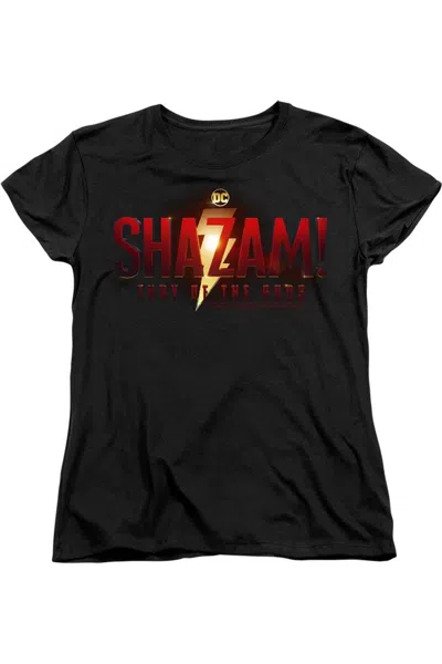 Gildan Shazam! Fury Of The Gods Fury Of The Gods Movie Logo Short Sleeve Women´s Tee / T-shirt In Black