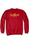 Gildan Shazam Movie Flat Logo Adult Crewneck Sweatshirt In Red