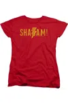 Gildan Shazam Movie Flat Logo Short Sleeve Women´s Tee / T-shirt In Red