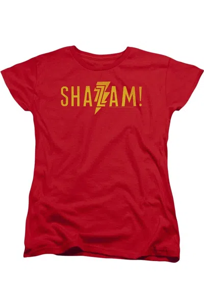 Gildan Shazam Movie Flat Logo Short Sleeve Women´s Tee / T-shirt In Red