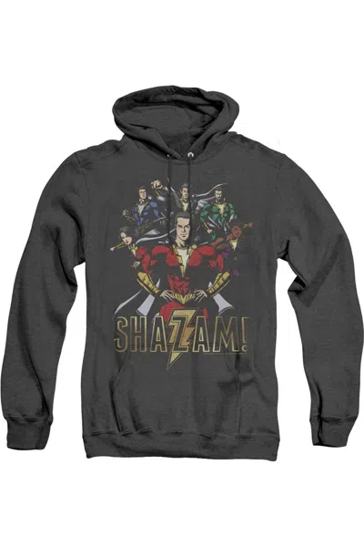 Gildan Shazam Movie Group Of Heroes Adult Heather Hoodie / Hooded Sweatshirt In Black
