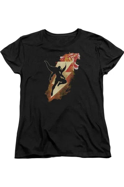Gildan Shazam Movie Tiger Bolt Short Sleeve Women´s Tee / T-shirt In Black