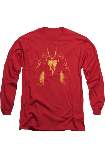 Gildan Shazam Movie Whats Inside Long Sleeve Adult Tee / T-shirt In Red