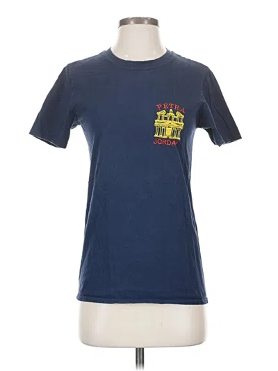 Pre-owned Gildan Short Sleeve Top Blue Crew Neck Tops