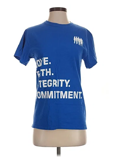 Pre-owned Gildan Short Sleeve Top Blue Crew Neck Tops