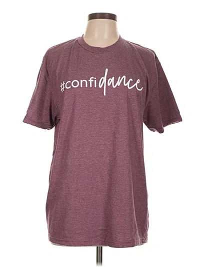 Pre-owned Gildan Short Sleeve Top Burgundy Crew Neck Tops