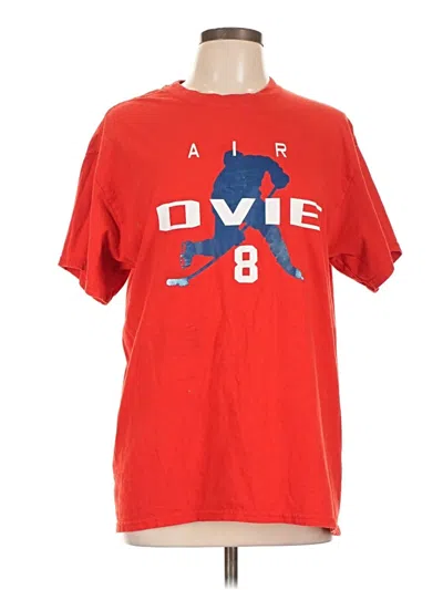 Pre-owned Gildan Short Sleeve Top Red Crew Neck Tops