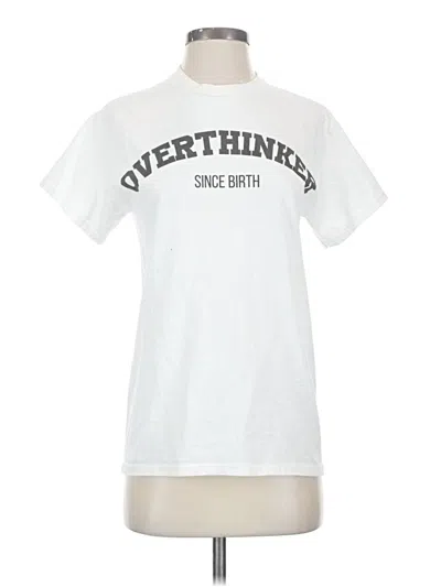 Pre-owned Gildan Short Sleeve Top White Mock Neckline Tops