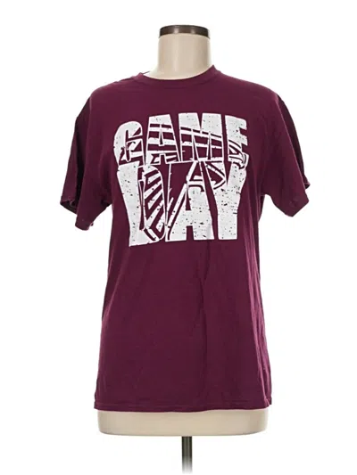 Pre-owned Gildan Short Sleeve T-shirt In Burgundy