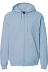 Gildan Softstyle Full-zip Hooded Sweatshirt In Blue
