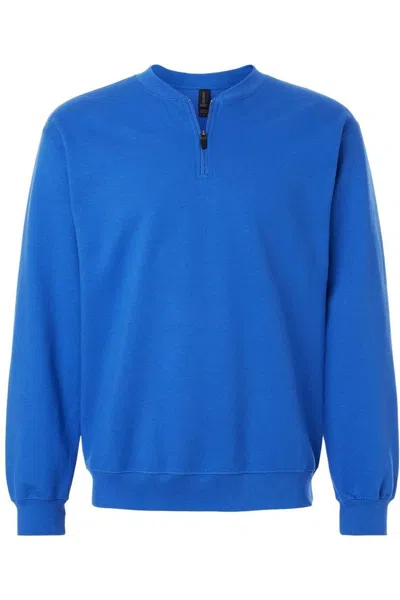 Gildan Softstyle Midweight 1/4 Zip Sweatshirt In Blue