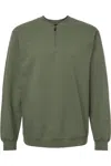 Gildan Softstyle Midweight 1/4 Zip Sweatshirt In Green