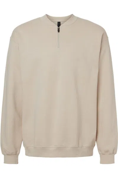 Gildan Softstyle Midweight 1/4 Zip Sweatshirt In Neutral