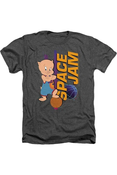 Gildan Space Jam 2 Porky Standing Adult Heather Tee / T-shirt In Gray