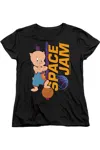 Gildan Space Jam 2 Porky Standing Short Sleeve Women´s Tee / T-shirt In Black