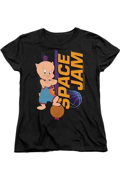 Gildan Space Jam 2 Porky Standing Short Sleeve Women´s Tee / T-shirt In Black