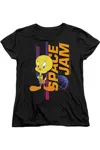 Gildan Space Jam 2 Tweety Standing Short Sleeve Women´s Tee / T-shirt In Black